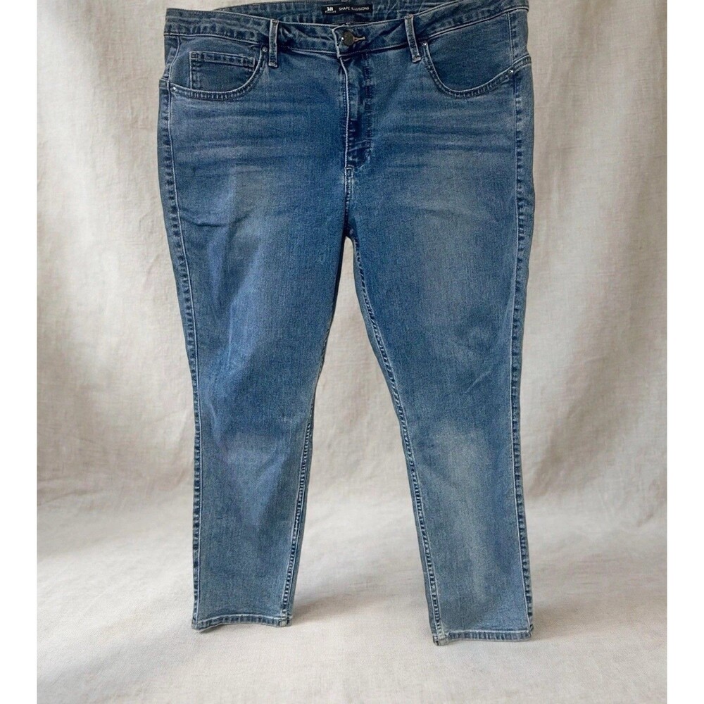 Lee Riders Womens 22M Skinny Ankle Jeans Blue Shape Illusions Plus Casual Denim